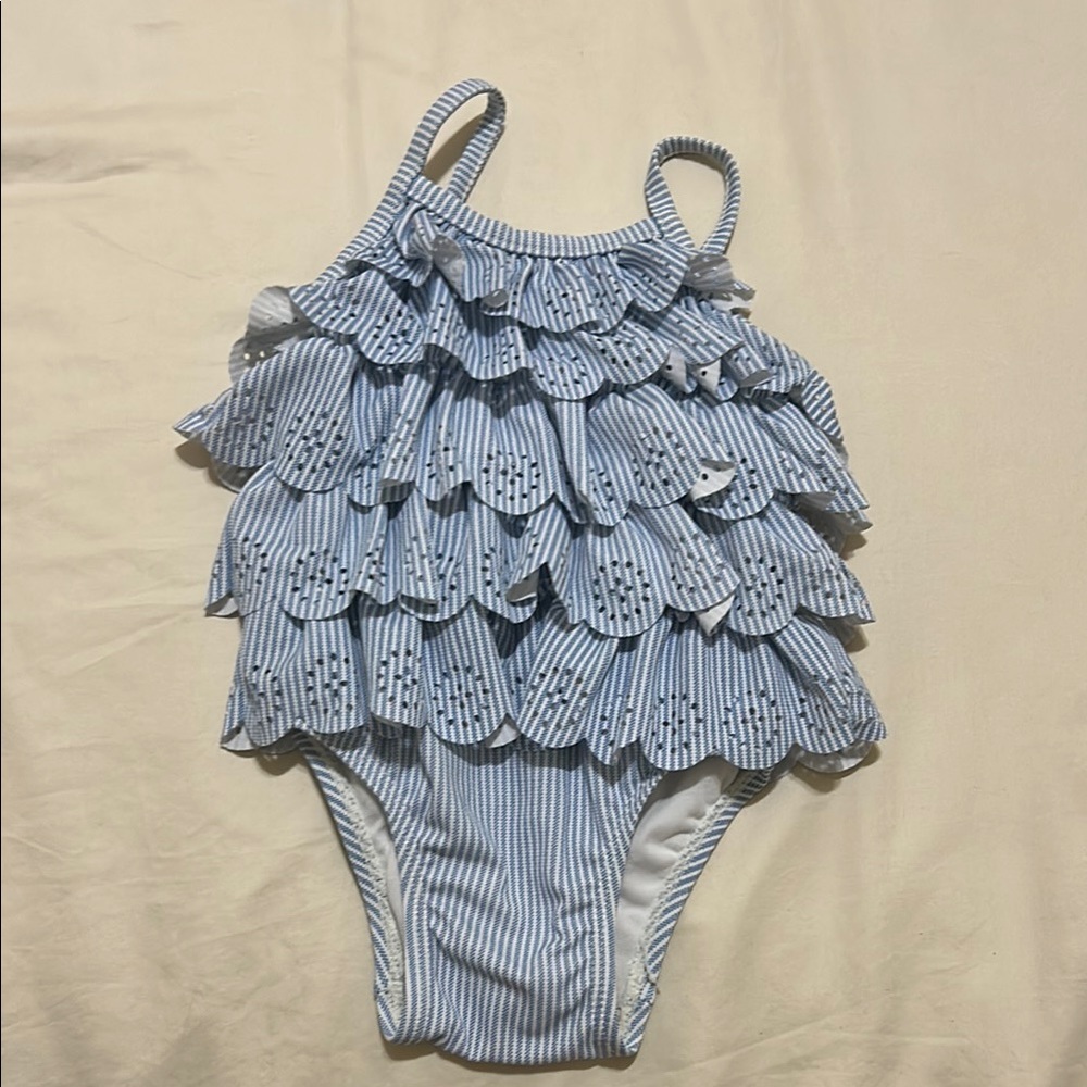 GAP Kids Blue Striped One Piece Swimsuit 6-12 M